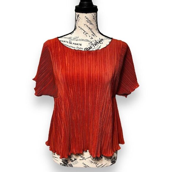 Madewell Rust Orange Pleated Blouse Oversized Boho Minimalist Top Womens Size XS - Picture 2 of 12